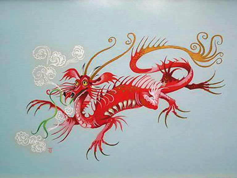 Chinese Dragon painting by Janet Johnstone