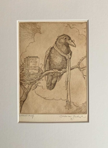 Wise Crow etching from 'I Believe' (Charles van Sandwyk, 2012)