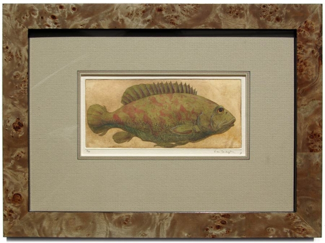 Fish, framed painted etching (Charles van Sandwyk, 2012)