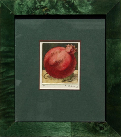 Pomegranate, painted etching (Charles van Sandwyk, 2012)